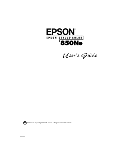 Epson Stylus 850Ne User