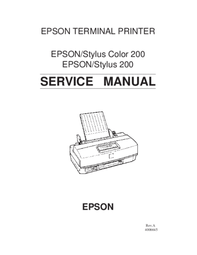 Epson Stylus Color 200 - Stylus 200 Service Manual