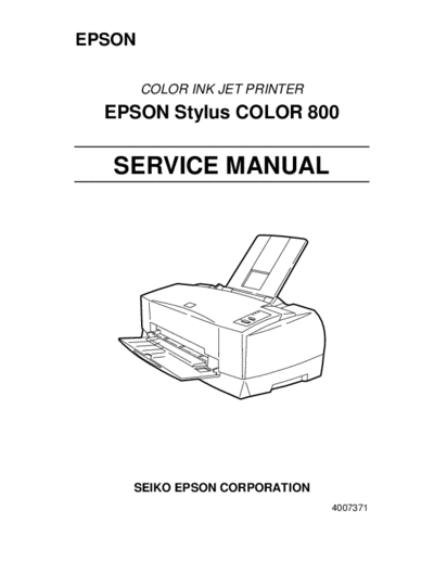 Epson Stylus Color 800 Service Manual