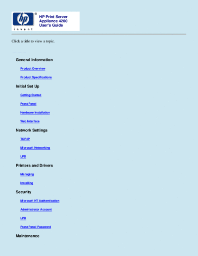 HP Jetdirect Print Server 4200 User Guide