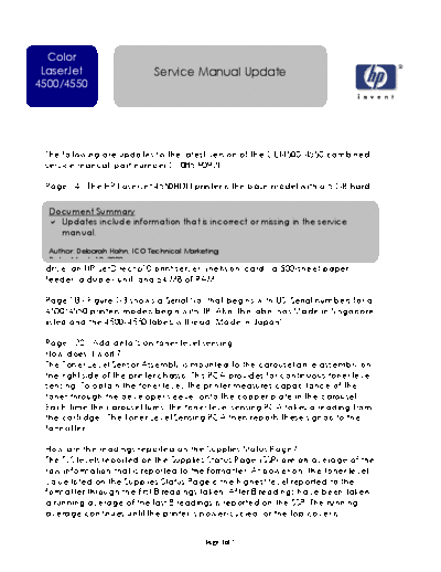 HP LaserJet 45xx Service Manual Update Mar03