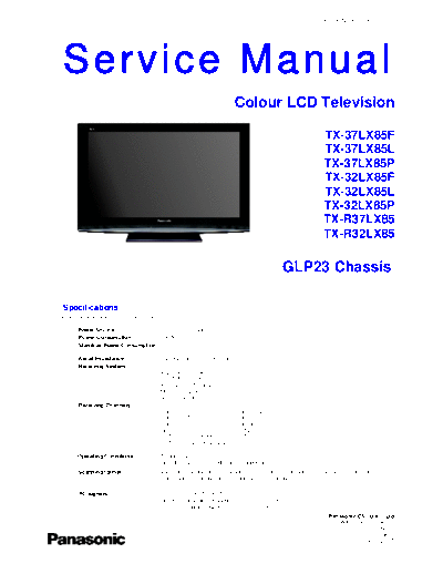 GLP23 TX-37LX85F TX-37LX85L TX-37LX85P TX-32LX85F TX-32LX85L TX-32LX85P TX-R37LX85 TX-R32LX85