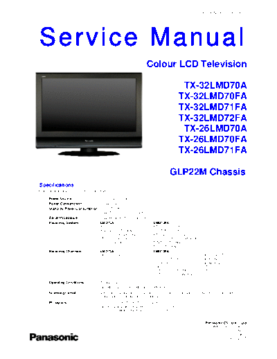 GLP22M TX-32LMD70A TX-32LMD70FA TX-32LMD71FA TX-32LMD72FA TX-26LMD70A TX-26LMD70FA TX-26LMD71FA