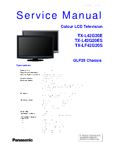 GLP25 TX-L42G20E TX-L42G20ES TX-LF42G20S