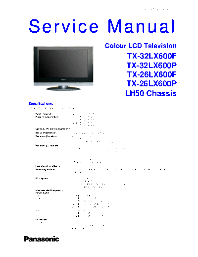 LH50 TX-32LX600F TX-32LX600P TX-26LX600F TX-26LX600P