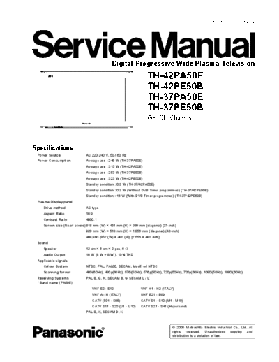 GP8DE TH-42PA50E TH-42PE50B TH-37PA50E TH-37PE50B