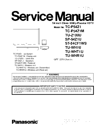 GPF12ZU TC-P54Z1 TC-P54Z1M TU-Z100U SP-54Z1U ST-54CF1WS TU-WH1U TU-WHT1U TU-WHR1U