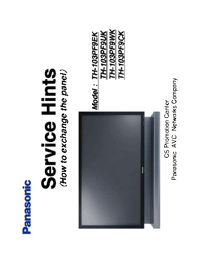 TH-103PF9EK TH-103PF9UK TH-103PF9WK TH-103PF9CK Panel Replacement