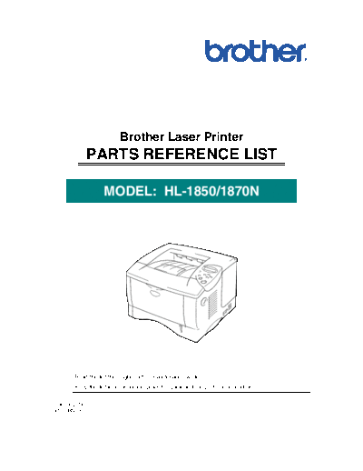 Brother HL-1850, 1870n Parts Manual