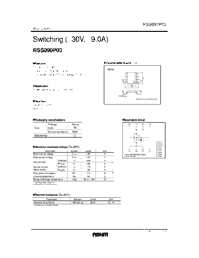 RSS090P03 - Switching (−30V, −9.0A) - Rohm