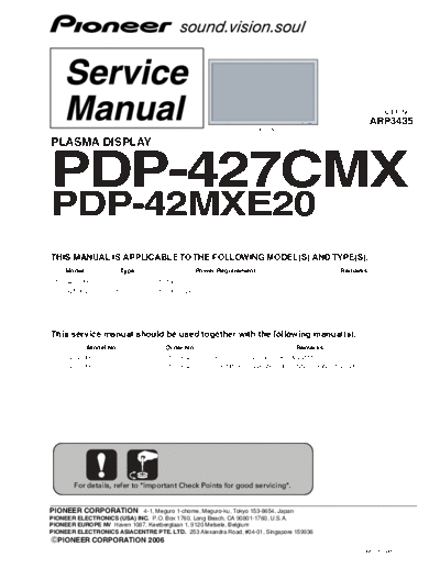 Pioneer+PDP-427CMX+42MXE+ARP3435+plasma