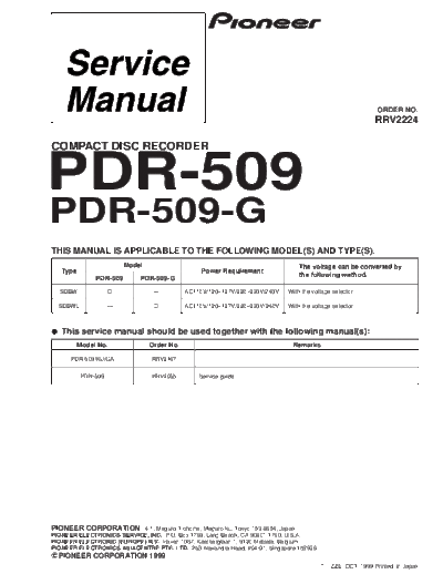 hfe_pioneer_pdr-509_service