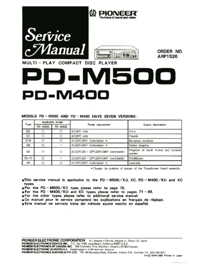 hfe_pioneer_pd-m400_m500_service