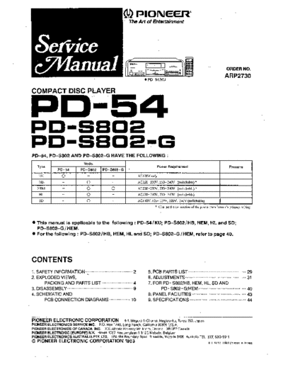 hfe_pioneer_pd-54_pd-s802_service