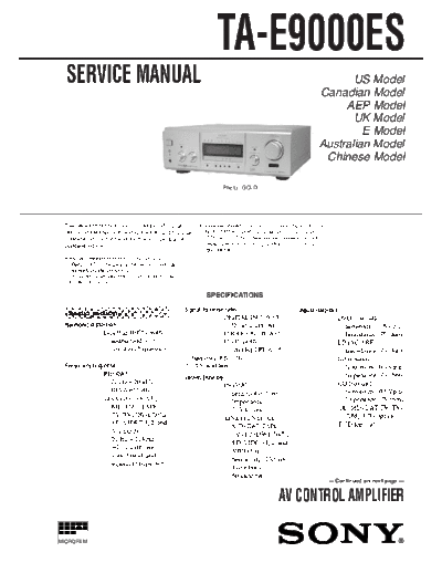 Sony TA-E9000ES Service Manual