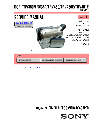 CAMARA SONY  DCR - TRV 360--361--460--461 E   ( LEVEL 1 )  