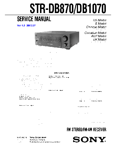 SONY STR-DB870 STR-DB1070