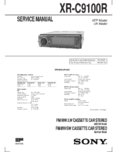 Sony XR-C9100R Service Manual