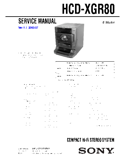 Sony HCD-XGR80