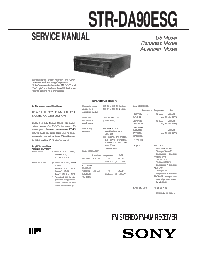Sony STR-DA90ESG receiver