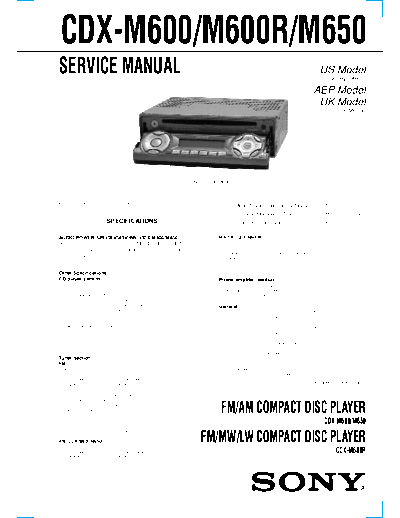 SONY  CDX - M 600---650      ( A-R )     