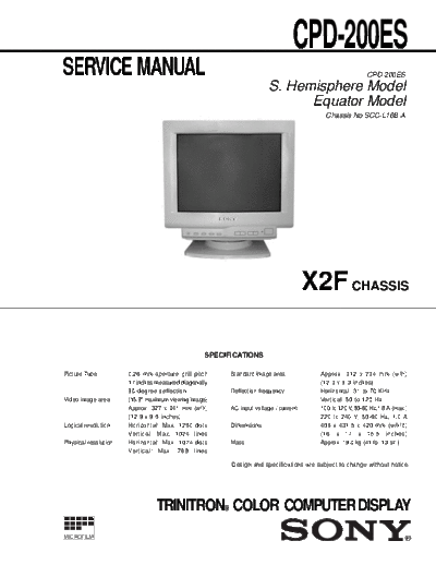 SONY CPD-200ES chassis X2F