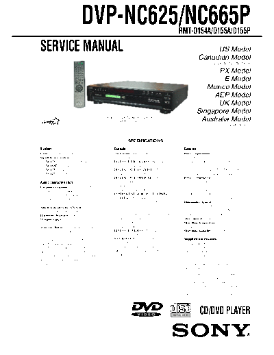 SONY DVP-NC625 DVP-NC665P