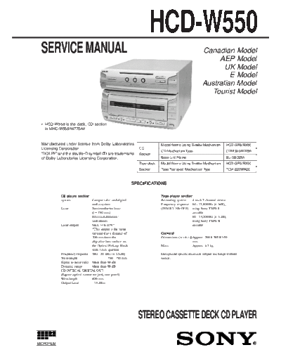 SONY HCD-W550