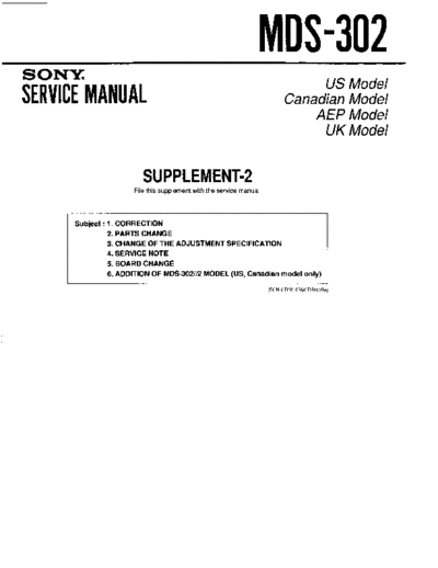 SONY MDS302 SUPPL.2