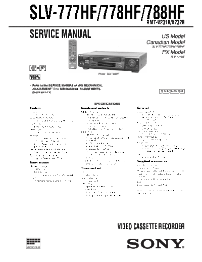 SONY SLV-777,778,788