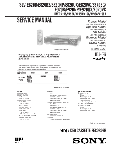 SONY SLV-E820