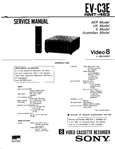 SONY VIDEO-8 U MECHANICAL EV-C3E
