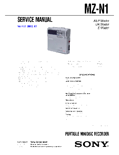 Sony Mz-N1 Service Manual