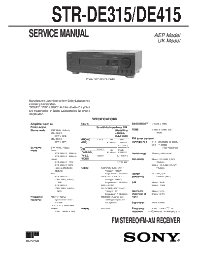 Sony STR-DE315-DE415