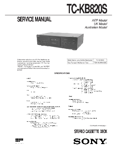 Sony TC-KB820S