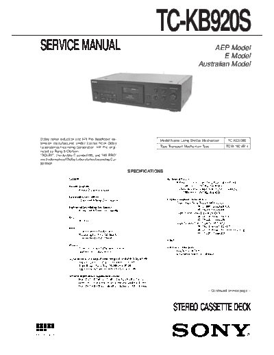 Sony TC-KB920S