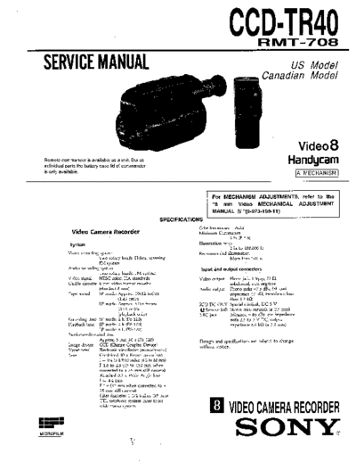CAMARA SONY  CCD - TR 40    