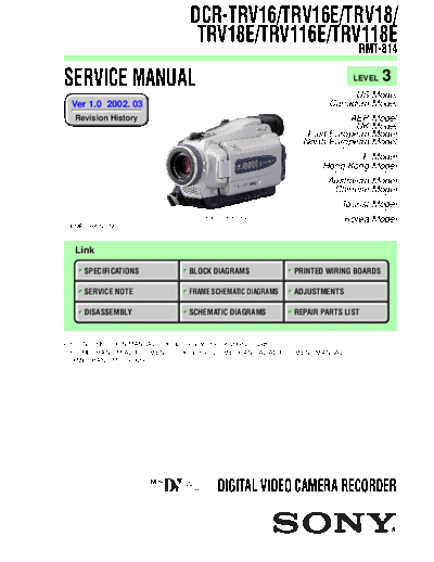 CAMARA SONY  DCR - TRV 16---18---116---118   LEVEL 3    VER 1.0    ----