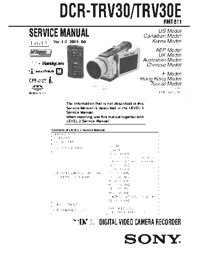 CAMARA SONY  DCR - TRV 30 E     LEVEL 3     