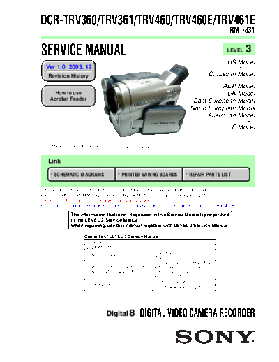 CAMARA SONY  DCR - TRV 360--361--460--461 E   ( LEVEL 3 )---