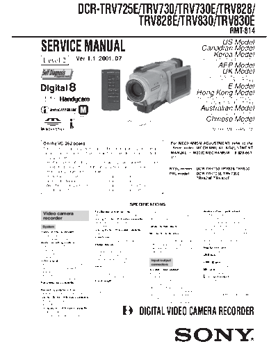 CAMARA SONY  DCR - TRV 725---730---828---830   Level 2 v1.1