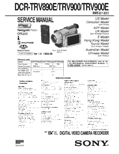 CAMARA SONY  DCR - TRV 890 E --- 900 --- E    