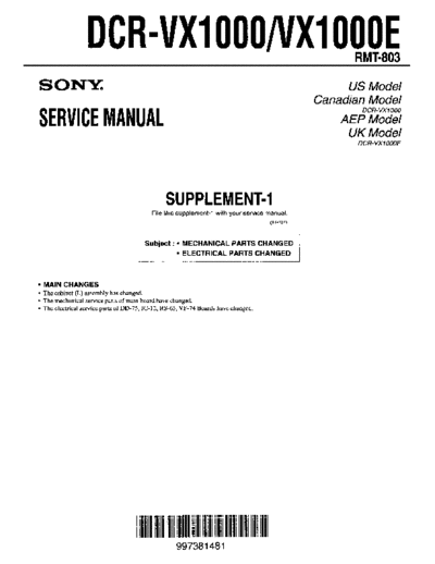 CAMARA SONY  DCR - VX 1000  ( FICHA )  