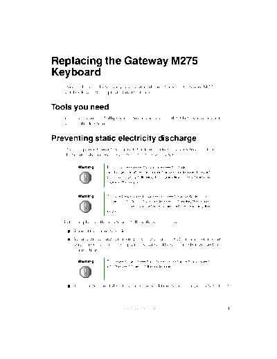 M275 REMOVE REPLACE KEYBOARD