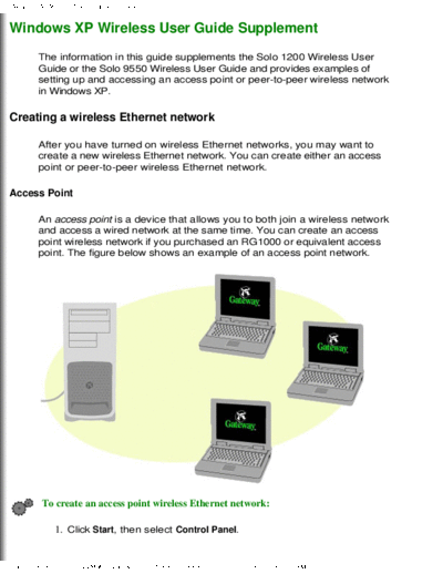 SOLO 1200 9550 XP WIRELESS USER GUIDE