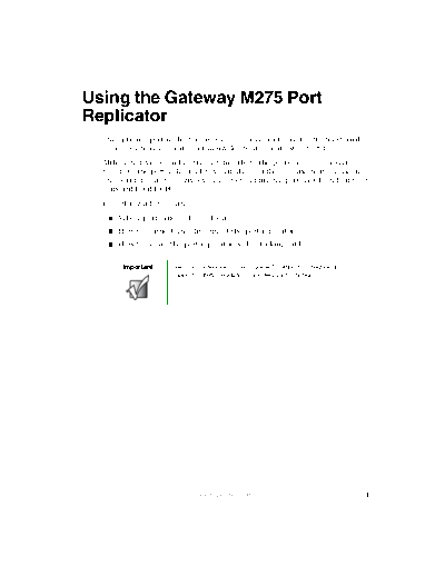 M275 PORT REPLICATOR GUIDE