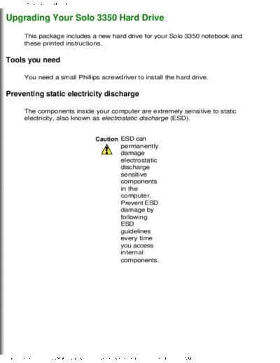 SOLO 3350 REMOVE REPLACE HARD DRIVE