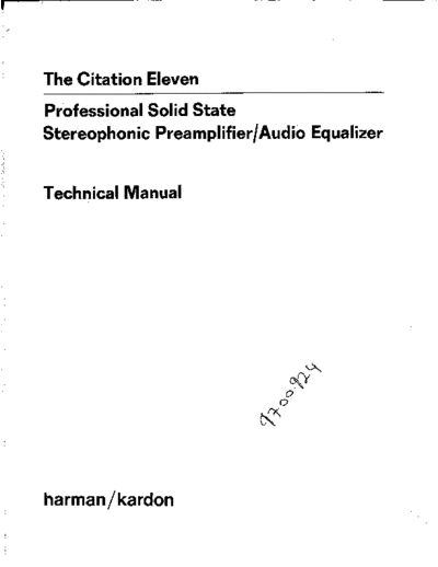 Citation-Eleven Preamp EQ