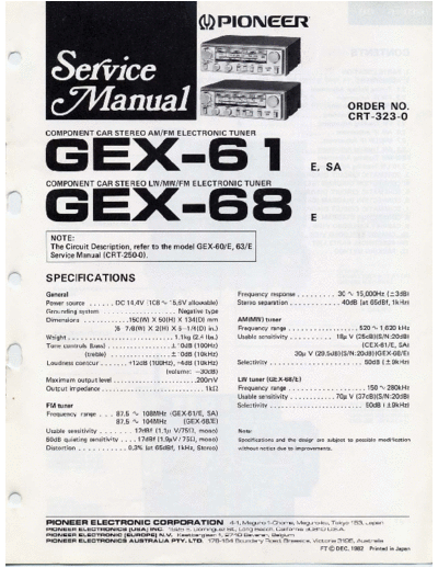 PIONEER GEX-61, GEX-68