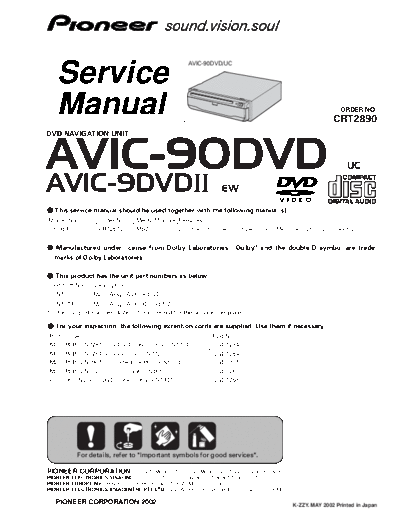 Pioneer AVIC-90DVD, AVIC-9DVD II
